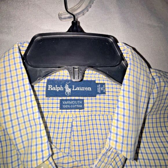 Men's Ralph Lauren Long Sleeve Button up Spring Blue and Yellow size 15 - Picture 3 of 5